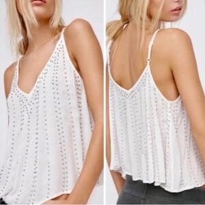 Free People Intimately White with Silver Beaded Tank Top | Size XS (NWT)